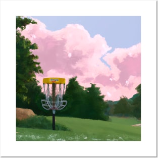 Disc Golf Against Pink Clouds Posters and Art